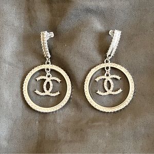 AUTHENTIC silver channel dangle earrings